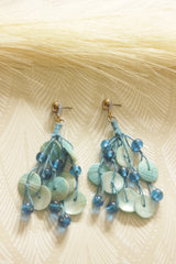 Shades of Blue Hand Beaded Cascade Earrings