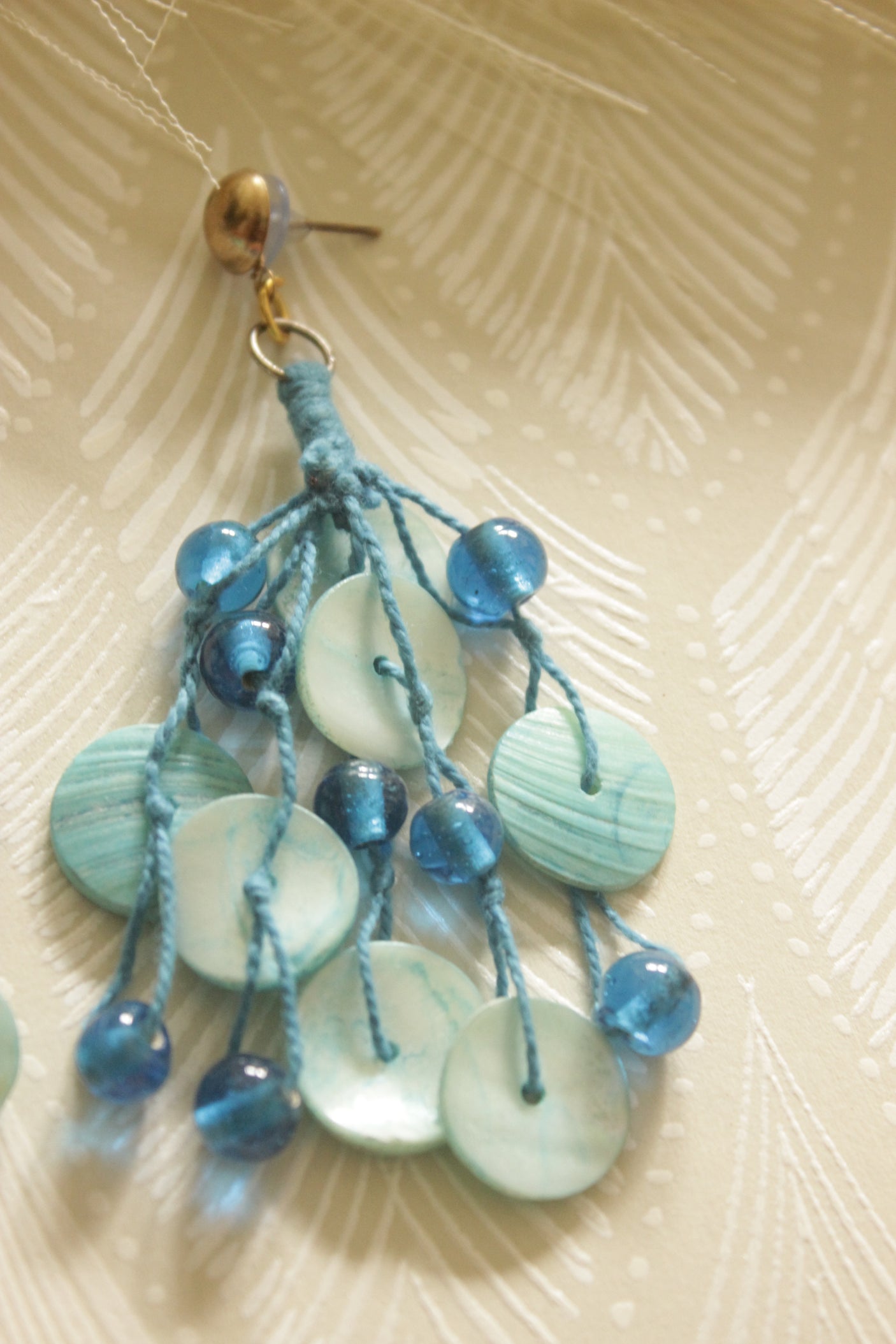 Shades of Blue Hand Beaded Cascade Earrings