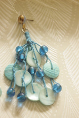 Shades of Blue Hand Beaded Cascade Earrings