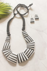 Monochrome Handcrafted Terracotta Clay Choker Necklace Set
