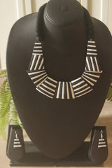Monochrome Handcrafted Terracotta Clay Choker Necklace Set