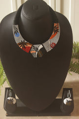 Sunset At The Beach Hand Painted Terracotta Clay Necklace Set