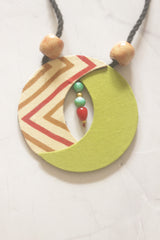 Vibrant Hand Painted Fabric Crescent Moon Necklace Set