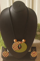 Vibrant Hand Painted Fabric Crescent Moon Necklace Set