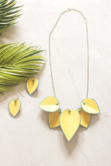 Yellow Flower Petals Handmade Fabric Necklace Set
