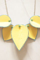 Yellow Flower Petals Handmade Fabric Necklace Set