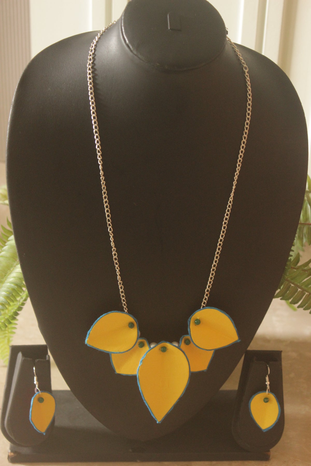 Yellow Flower Petals Handmade Fabric Necklace Set