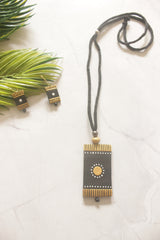 Black and Gold Terracotta Clay Hand Painted Necklace Set