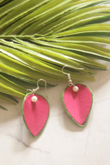 Pink Flower Petals Handmade Fabric Necklace Set