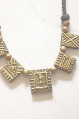 Antique Gold Warli Dancing Figures Handmade Terracotta Clay Choker Necklace Set