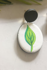 Leaf Hand Painted Terracotta Clay Earrings
