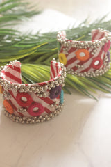 Vibrant Handcrafted Fabric and Mirror Work Handmade Bangles - Set of 2