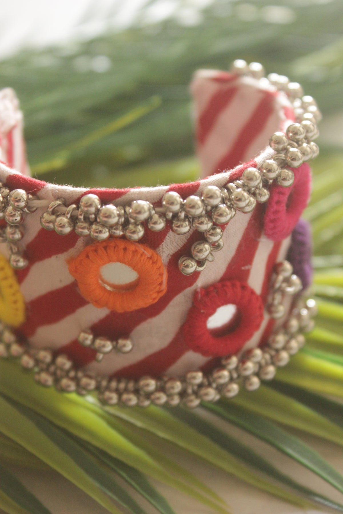 Vibrant Handcrafted Fabric and Mirror Work Handmade Bangles - Set of 2
