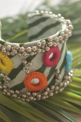 Vibrant Handcrafted Fabric and Mirror Work Handmade Bangles - Set of 2