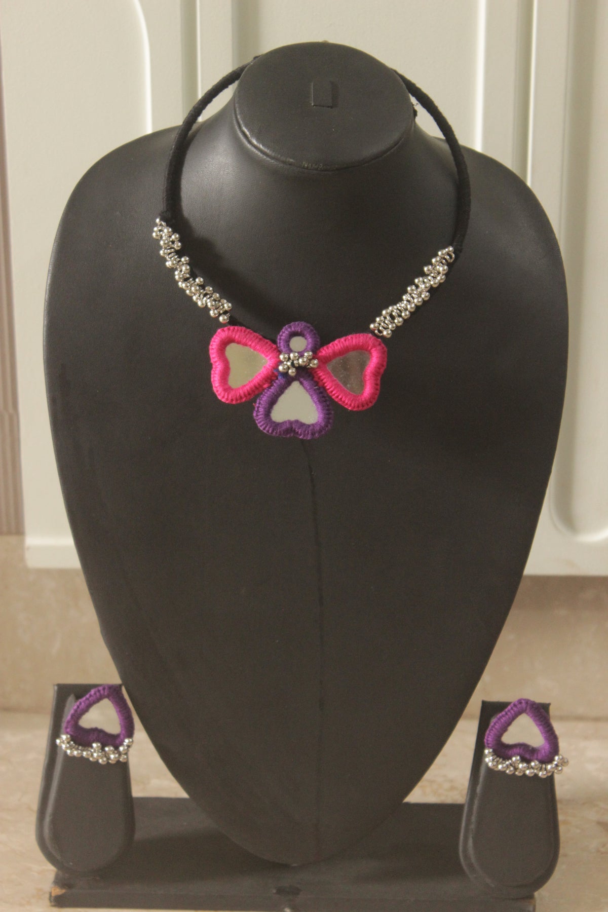 Handmade Fabric Choker with Mirrors and Ghungroos