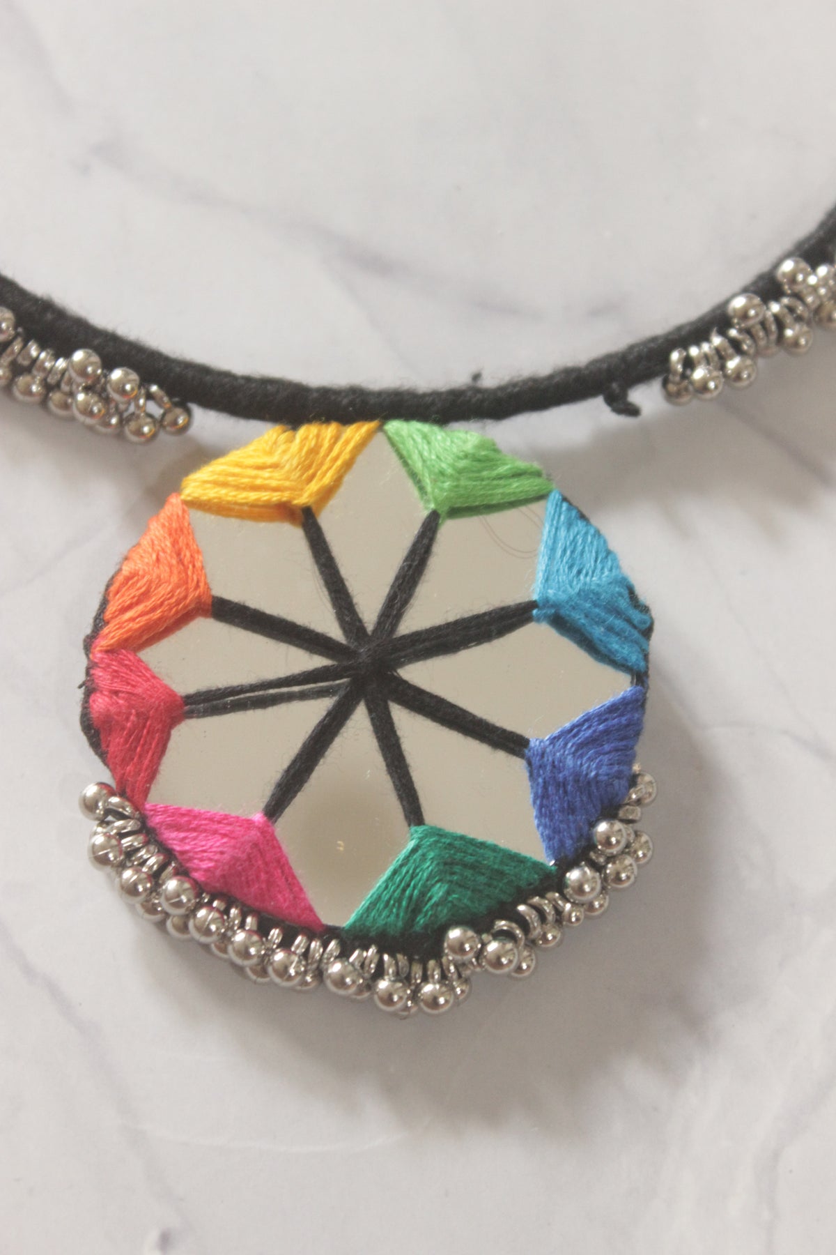Handmade Fabric Choker with Mirrors and Ghungroos