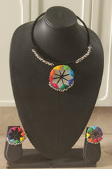 Handmade Fabric Choker with Mirrors and Ghungroos