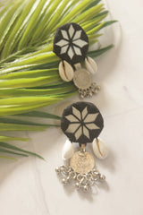 Black Fabric Handmade Necklace with Mirrors and Coins