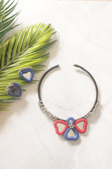 Multi-Color Fabric Handmade Choker with Mirrors and Ghungroos