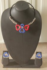 Multi-Color Fabric Handmade Choker with Mirrors and Ghungroos