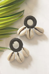 Black Fabric Handmade Choker with Shells