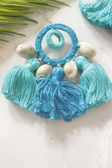 Fabric and Shells Handmade Concentric Circles Hoop Earrings