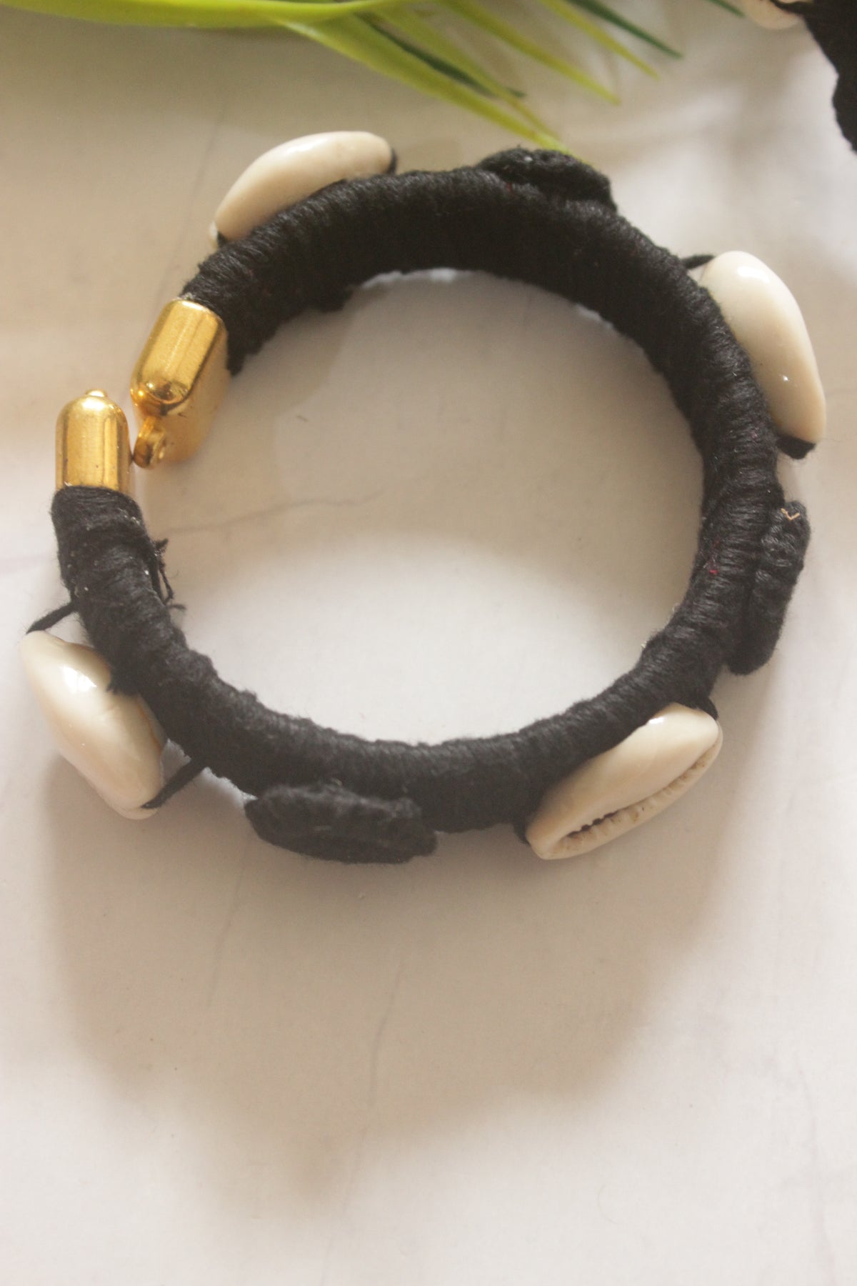 Black Handcrafted Fabric and Mirror Work Handmade Bangles - Set of 2