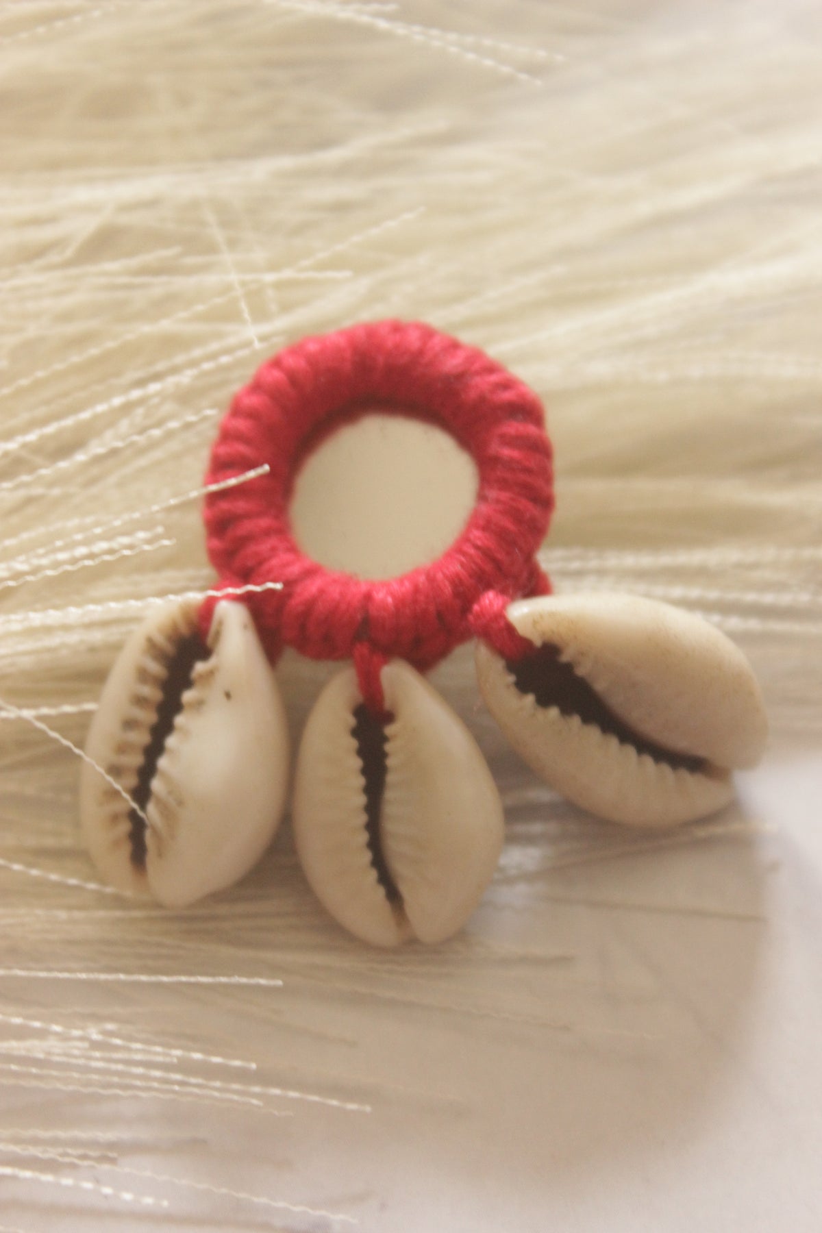 Red Fabric, Mirror and Shells Earrings