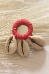 Red Fabric, Mirror and Shells Earrings