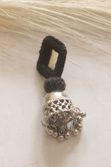 Black Fabric and Mirror Jhumka Earrings