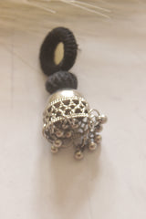 Black Fabric and Mirror Jhumka Earrings