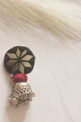 Black Fabric and Mirror Jhumka Earrings