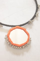 Black and Orange Fabric Choker Necklace Set