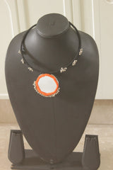 Black and Orange Fabric Choker Necklace Set