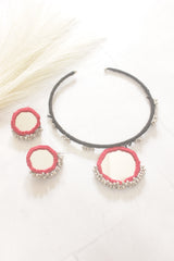 Black and Red Fabric Choker Necklace Set