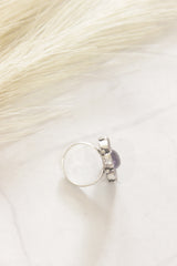 Shades of Purple Glass Stones Embedded Oxidised Finish Statement Ring