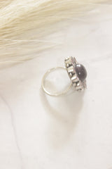 Shades of Pink Glass Stones Embedded Oxidised Finish Statement Ring