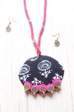 Load image into Gallery viewer, Hand Block Printed Bagru Fabric and Pom Pom and Metal Charms Necklace Set
