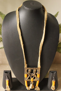 Tribal Motifs Braided Jute Threads Long Necklace Set