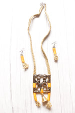Load image into Gallery viewer, Tribal Motifs Braided Jute Threads Long Necklace Set
