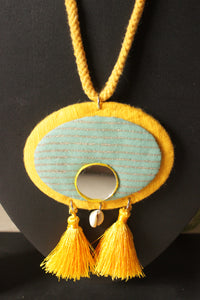 Vibrant Yellow and Turquoise Adjustable Closure Handcrafted Necklace