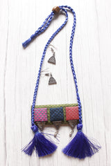 Banarasi Fabric Handcrafted Necklace Set with Braided Threads Closure