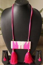 Load image into Gallery viewer, Hand Embroidered Jute Fabric Adjustable Rope Closure Necklace Set
