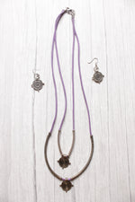 Load image into Gallery viewer, Purple Rope Closure Hasli Style 2 Layer Long Necklace Set
