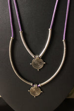 Load image into Gallery viewer, Purple Rope Closure Hasli Style 2 Layer Long Necklace Set
