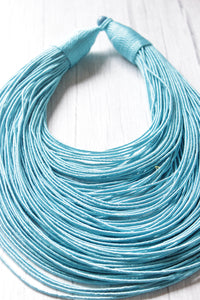Electric Blue Handmade Silk Threads Multi-Layer Statement African Choker Necklace
