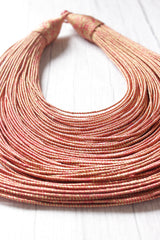 Dull Red & Golden Handmade Silk Threads Multi-Layer Statement African Choker Necklace