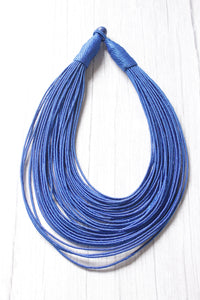 Cobalt Blue Handmade Silk Threads Multi-Layer Statement African Choker Necklace