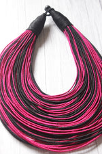 Load image into Gallery viewer, Black &amp; Pink Handmade Silk Threads Multi-Layer Statement African Choker Necklace
