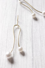 Load image into Gallery viewer, Petite Gold Toned Pearl Bead Embellished Brass Dangler Earrings
